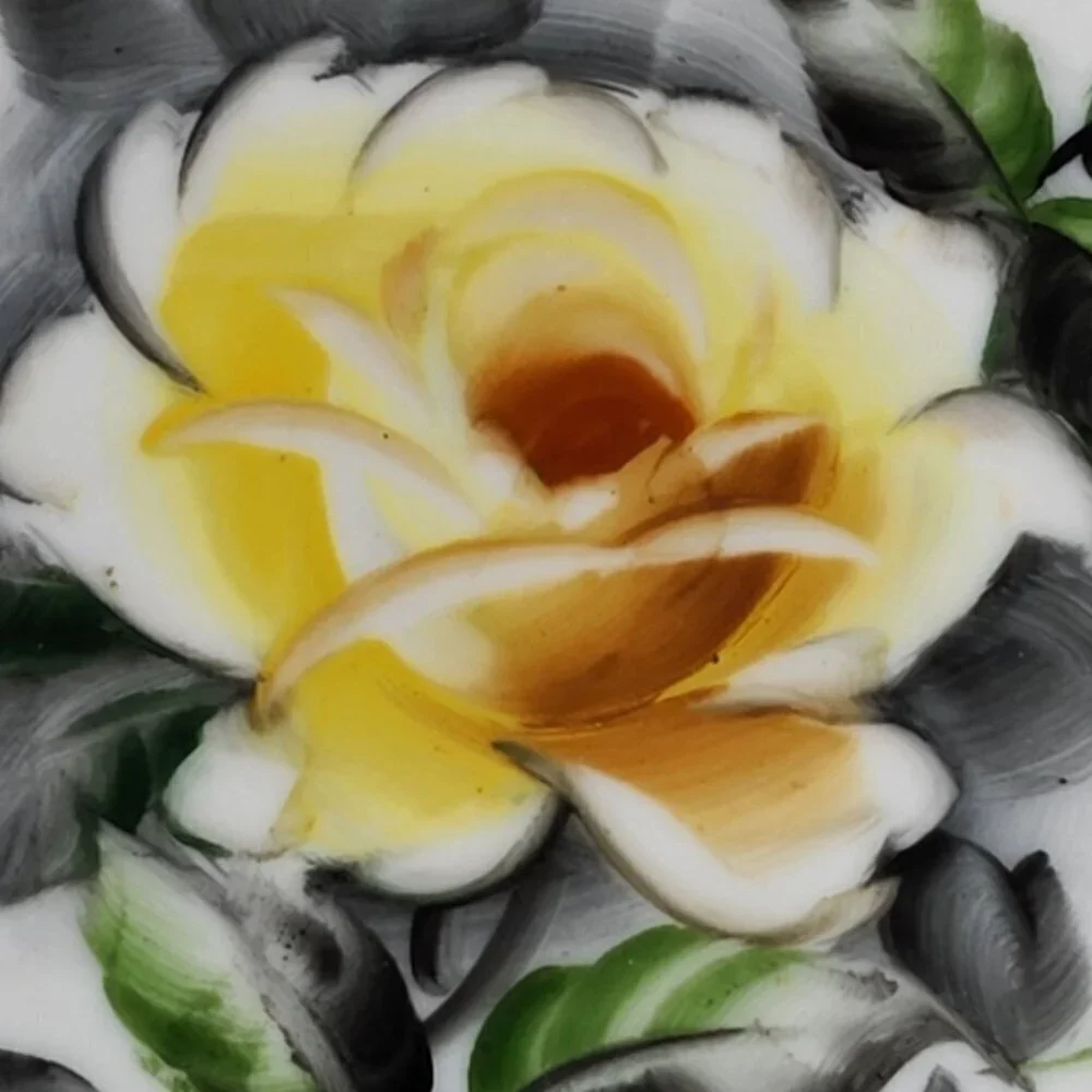 Lefton China Hand Painted Square Dish With Yellow Rose Design Gold Trim Vintage